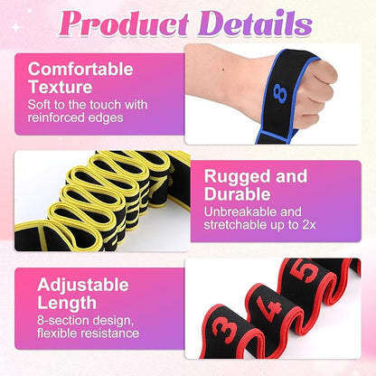 3PCS Fitness Resistance Bands with Handles,Resistance Bands with Handles, Fitness Resistance Band for Stretching and Yoga,Fashion Puller Exercise,Adjustable Bands for Full Body Stretching Shaping