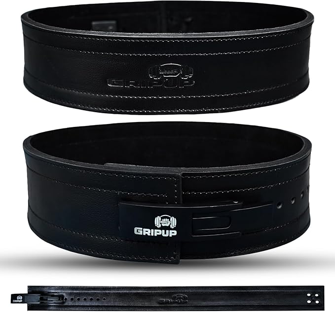 10mm Powerlifting Belt – Genuine Leather 4" Weight lifting Belt with Heavy Duty Lever Buckle for Squats, Deadlifts, Gym, Fitness, Bodybuilding – Lumbar Back Support for Men & Women