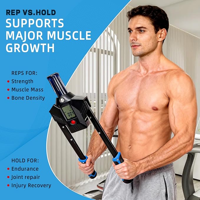 Hydraulic Power Twister Adjustable Resistance 22–440 lbs Digital Display, Foldable Arm Chest Exerciser for Women Men, No Snapback Safety, Portable Home Gym Gear