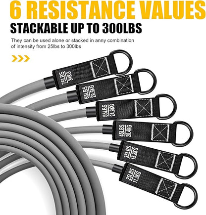 HPYGN Heavy Resistance Bands, 300LBS Exercise Bands for Working Out, Fitness Bands with Handles, Workout Bands for Men, Weight Bands Set for Muscle Training, Strength, Slim, Yoga, Home Gym Equipment