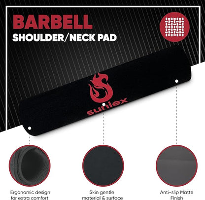 【SUNIEX】 HIGH DURABILITY Squat Pad - Fits ALL Olympic Bars - EASY CARRY – SUPER GRIP Design - Neck & Shoulder Protective Pad - Barbell Pad for Squats, Lunges, Weight lifting, Crossfit