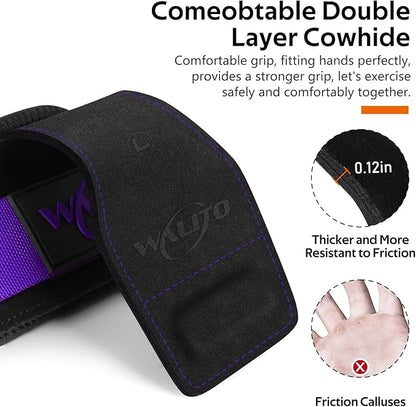 Weight Lifting Wrist Strap，Double Layer Leather Wrist Wraps with Neoprene Padding for Weightlifting & Deadlifts – Adjustable Gym Straps for Men & Women