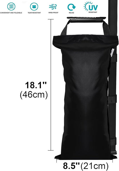 SANWAY 180 LBS (Unfilled) Sand Bags for Canopy Weights, Windproof-Portable and Durable to Secure Tents, Canopies, and Umbrellas-Black