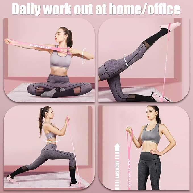 Figure 8 Resistance Band (Upgraded),Elastic Band, Stretch Bands, with Storage Bag, for Arm,Shoulder, Back,Leg Stretching Workout, Portable Home Office Elastic Ropes for Yoga, Pilates