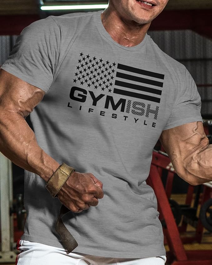 Gymish American Flag Graphic Fitness Tank, Sleeveless Bodybuilding Athletic Tank Top