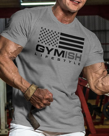 Gymish American Flag Graphic Fitness Tank, Sleeveless Bodybuilding Athletic Tank Top