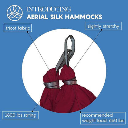 Aerial Silk Yoga Hammock & Swing for Home, Inversion Exercises, Starter Kit for All Levels - Durable with Extension Straps, Carabiners, and Pose Guide