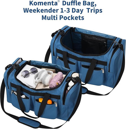 20 inch Gym Bag for Men, 40L Sports Duffle Bag with side pockets durable Weekend Overnight Bag for Travel, Workout, Fitness (Blue)