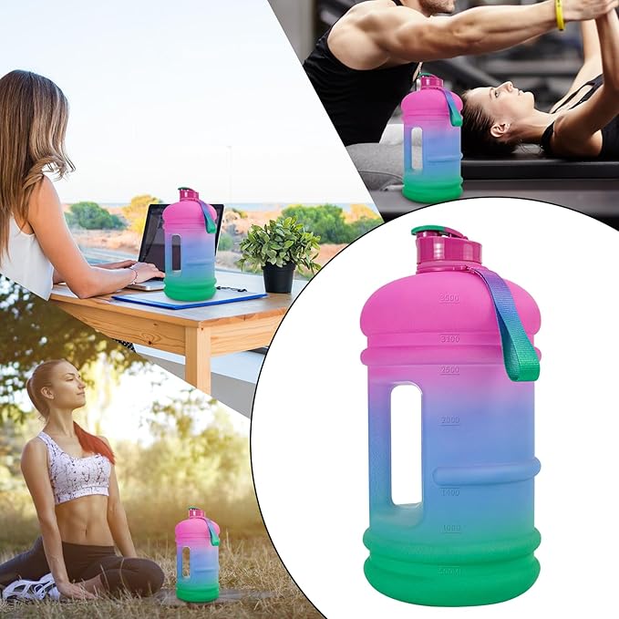 TOOFEEL 1 Gallon Water Bottle,Leakproof,Bpa Free,Dishwasher Safe,128 oz Large Water Jug wiht Handle,Travel & Camping & Sports & Gym Water Bottle For Men and Women - Sky and Sea