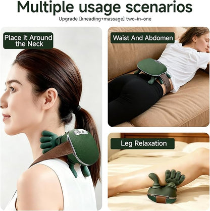 Shoulder Hand Neck Massager Fingers with Heat Simulated Human Hand Design Masajeador De Espalda Y Cuello for Pain Relief Deep Tissue and Back Pain Relief-Green