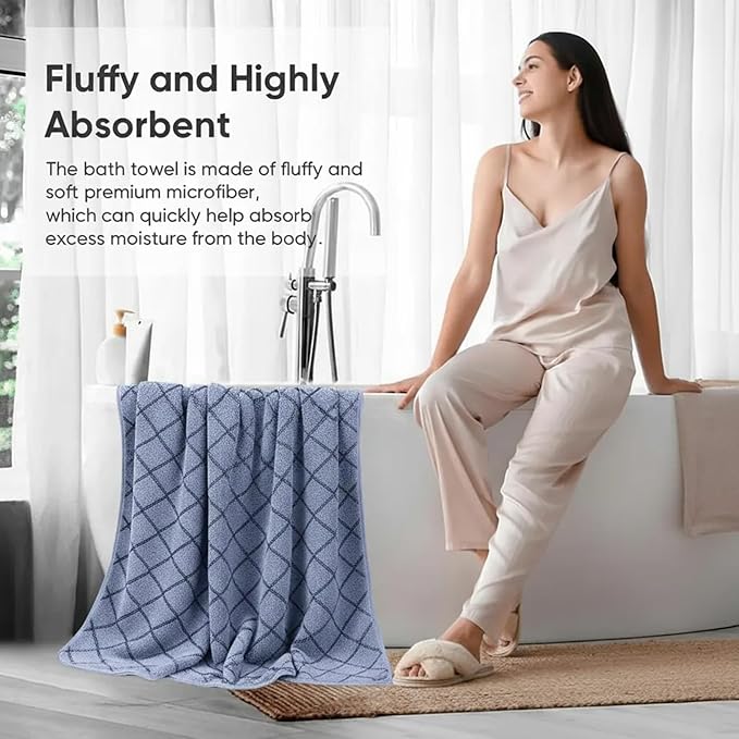 2-Pack Microfiber Bath Towels (27x54 Inches) - Ultra Soft & Quick Dry, 3X Absorbency, Lightweight for Gym, Yoga, Travel & Spa - Perfect for Home, Fitness & Post-Workout