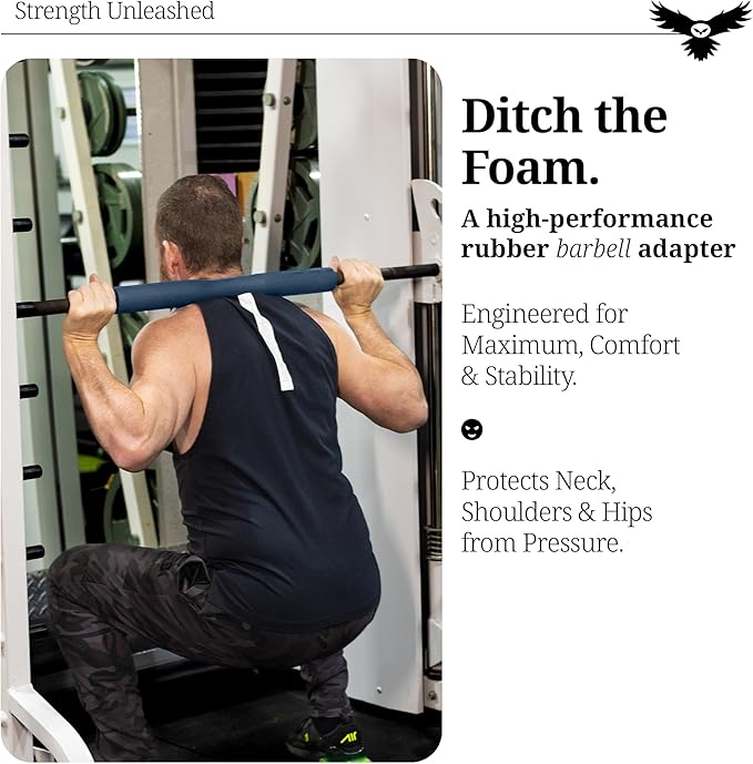 Barbell Pad – Non-Slip Rubber Adapter for Squats, Hip Thrusts, Deadlifts & Lunges | Barbell Pad for Neck & Shoulder Protection | Fits Standard Bars | Strap-Free, Durable, Gym-Grade Fit