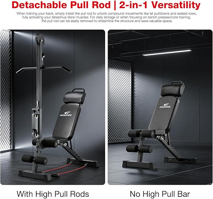 12-in-1 Home Gym LAT Pull Down & High Pulley System - Full Body Training Machine for Back, Chest, Arms & Tricep Workouts (Included Free Training Poster)