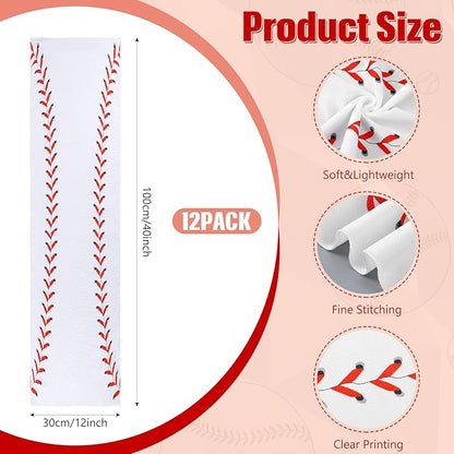 12 Pack Baseball Cooling Towels, Baseball Ice Towels for Neck, 40"x12" Breathable Chilly Towel with Plastic Container, Microfiber Sport Towel for Players Team Gift Sport Party Favors