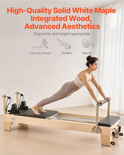 VEVOR Pilates Reformer Accessories for Home Gym, Include Reformer Box/Chair/Spine Corrector/Wall Mounted Machine/Jump Board/Foldable & Dual Resistance Springs