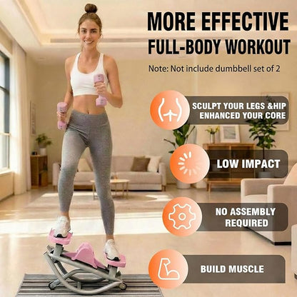 Rock Stepper for Exercise at Home, Lateral Rocking Stepper with Digital Counter & Resistance Bands, 250LBS Weight Capacity & Low Impact, Ski Machine Full Body Workout Equipment