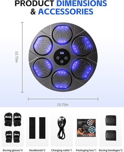 2026 Music Boxing Machine for Adults ＆ Kids, 9 Modes ＆ 9 Speeds Bluetooth Smart Boxing Machine with Gloves, Wall Punching Machines Reflex Training for Game, Home, Office, Gym