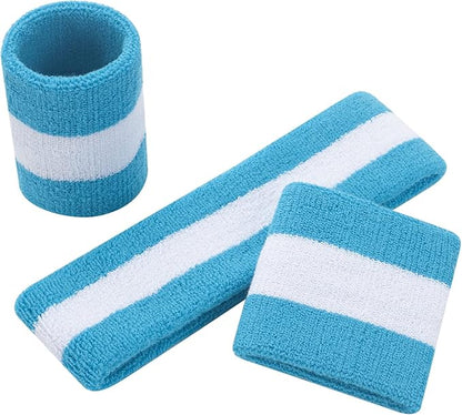 ONUPGO Sweatband Set Sports Headband Wristband Set Sweatbands Terry Cloth Wristband Wrist Sweatband Headbands Moisture Wicking Sweat Absorbing Head Band