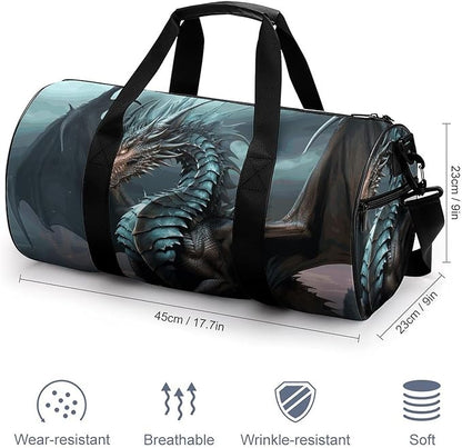 Sports Gym Bag for Women Men Travel Duffel Bag Cool Dragon Weekender Bag Canvas Carry on Overnight Bag for Travel Swimming Fitness Workout Sports Duffle Bag, 17.7in/9in/9in, style