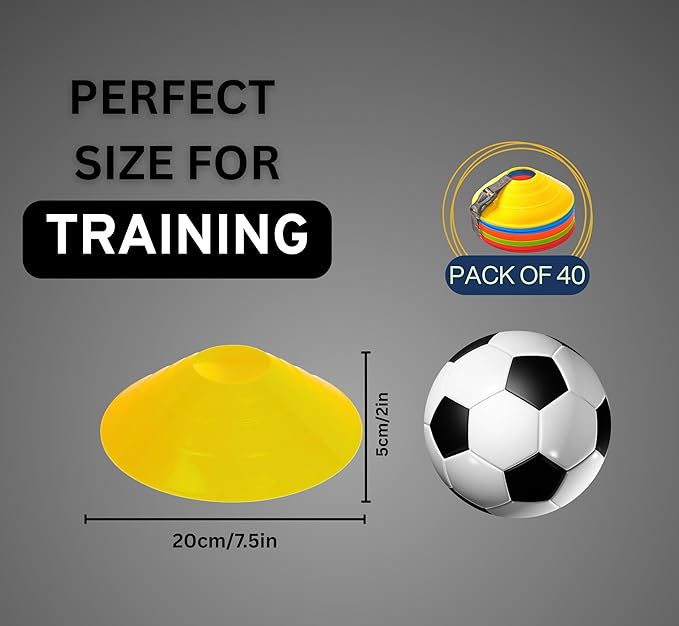 Flexible Soccer Cones (Set of 60/50/40/25) with Mesh Bag & Strap, Sports Cones for Soccer, Basketball, Football Training Equipment, Agility Soccer Cones for Drills Training