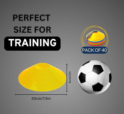 Flexible Soccer Cones (Set of 60/50/40/25) with Mesh Bag & Strap, Sports Cones for Soccer, Basketball, Football Training Equipment, Agility Soccer Cones for Drills Training