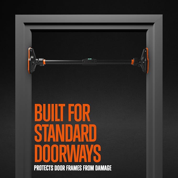 SQUATZ Adjustable Pull-Up & Chin-Up Bar - Door Frame & Doorway No-Screw, No-Damage Hanging Bar for Home Strength Training Exercise Equipment for Men and Women (43 to 62 inches)