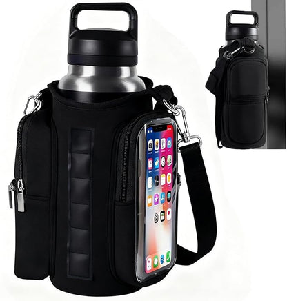 Magnetic Gym Bag with Water Bottle Holder - 6 Built-in Magnets, Phone Pockets & Adjustable Shoulder Strap, Water Bottle Bag for Men Women, Fitness Travel Sports Work Gym Accessories Organizer