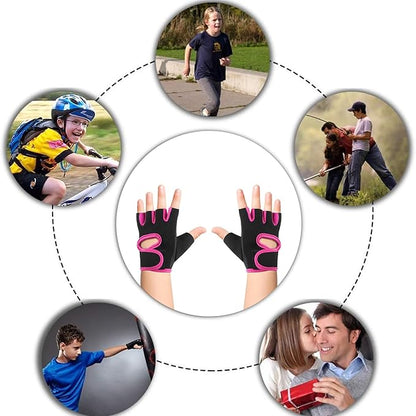 Luwint Kids Fingerless Workout Gloves - Anti-Slip Fitness Mitten for Children Cycling Yoga Weightlifting, 1 Pair