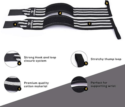AQF Wrist Wraps for Weightlifting - USPA & IPL Approved 18" Gym Wrist Support with Thumb Loop - Heavy Duty Lifting Wrist Straps for Fitness, Workout, Powerlifting, & Bodybuilding (Pair)