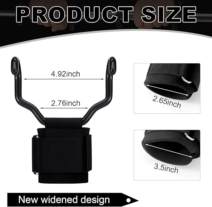 2 Pcs Weight Lifting Hooks Widened Design Heavy Duty Wrist Lifting Straps 5 Inch Hooks for Men Women Adjustable Gym Straps Hook for Pull-ups Deadlifts Strength Training and Fitness Workouts