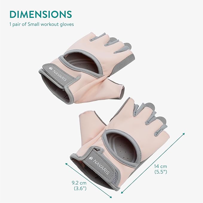 Navaris Women's Gym Gloves - Breathable, Sweat-Wicking Weight Lifting Gloves - Gym Accessories for Weightlifting Training, Workouts, Rowing, Fitness & Calisthenics - Pink, Size S