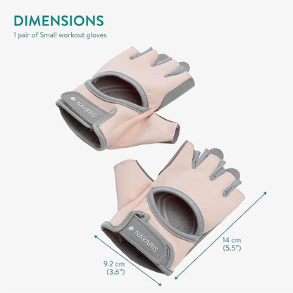 Navaris Women's Gym Gloves - Breathable, Sweat-Wicking Weight Lifting Gloves - Gym Accessories for Weightlifting Training, Workouts, Rowing, Fitness & Calisthenics - Pink, Size S