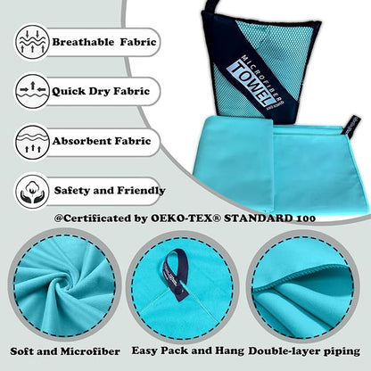 Reusable Quick Dry Beach Towels,Microfiber Travel Towel,Compressed Lightweight Bath Towel for Beach Hiking Gym Yoga Travel Sports Swimming Camping(Light Green, 24"*48")