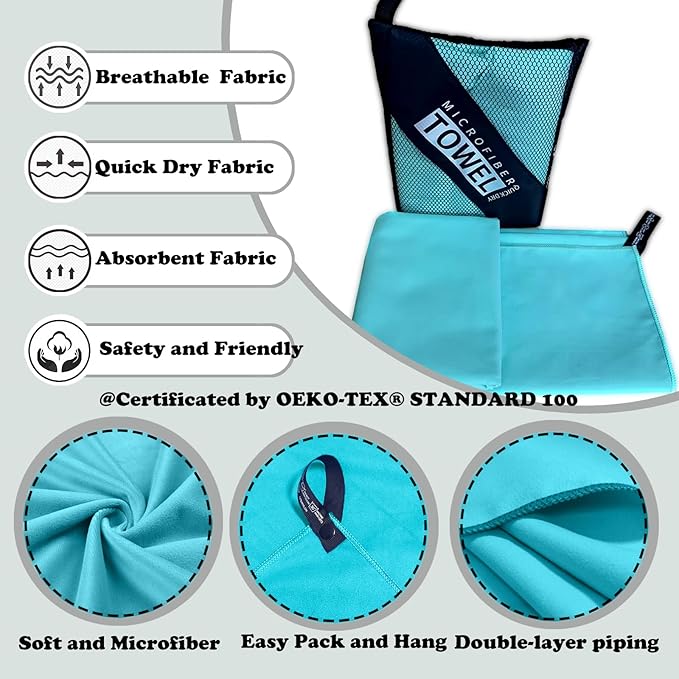 Reusable Quick Dry Beach Towels,Microfiber Travel Towel,Compressed Lightweight Bath Towel for Beach Hiking Gym Yoga Travel Sports Swimming Camping(Light Green, 12"*24")
