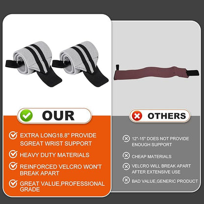 Lifting Straps and Wrist Wraps, 24" Lifting Wrist Straps Padded Neoprene for Weightlifting, Powerlifting, Deadlifts 18" Weightlifting Wrist Wraps with Heavy Duty Thumb Loop for Strength Training, Bodybuilding