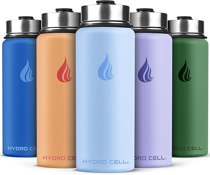 HYDRO CELL Stainless Steel Insulated Water Bottle with Straw - For Cold & Hot Drinks - Metal Vacuum Flask with Screw Cap and Modern Leakproof Sport Thermos for Adults (Glacier 18oz)