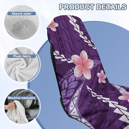 Bulopur Polynesia Tropical Car Seat Towel Cover After Gym Workout Running Swimming Frangipani Water Absorbent Sweatproof Car Seat Cover Towel Blanket Automotive Accessories for Girly Women