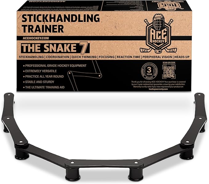 ACE HOCKEY The Snake Trainer - Lightweight Stickhandling Training Tool - Hockey Training Equipment for Puck Control, Reaction Time and Coordination - Portable, Durable and Adjustable