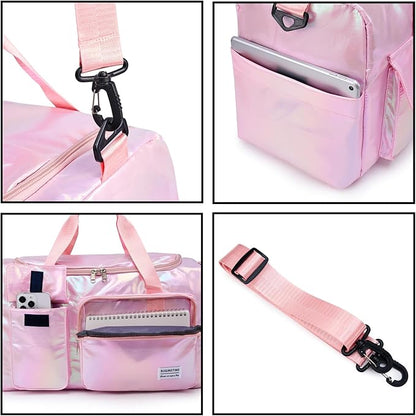 Small Gym Bag for Women, Travel Duffle Bag Carry On Weekender Bag with Shoe Compartment