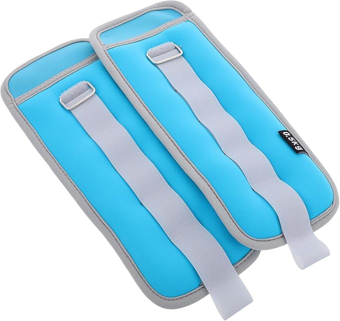 BESTonZON 1kg (0.5kg X 2) Sky Blue Wrist and Ankle Weights Sandbags for Men and Women, Soft Adjustable Fitness Leg and Hand Weights for Running Strength Training and Exercise
