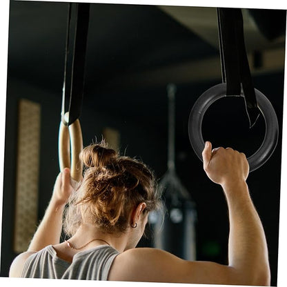 Hemoton Adjustable Gymnastic Rings Set Small Fitness Equipment Webbing Straps for Home and Gym Use for Body Training and Workout Random Color