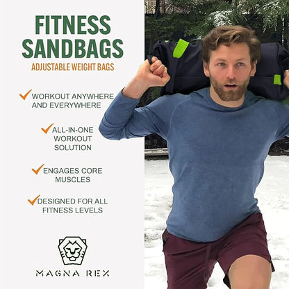 Sandbags for Working Out - 50 to 90 lbs - Adjustable Heavy Duty Equipment for Weight Training - 1 Outer, 3 Inner Sandbags - Portable Tough Workout - Non Slam