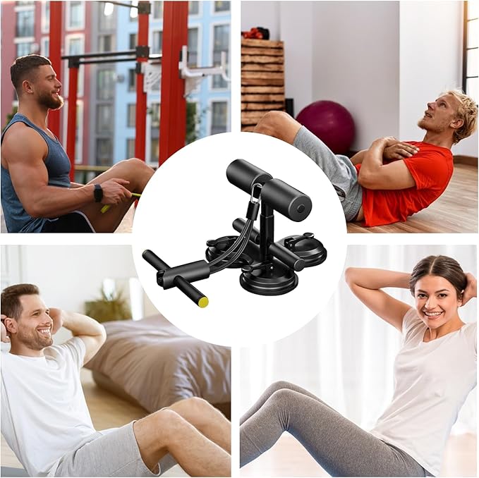 Sit-Up Device, Adjustable Height Suction Cup Abs Exercise Trainer, 325KG Multifunctional Core Training Equipment for Home, Office, and Gym Workouts, Comfortable Training Supplies