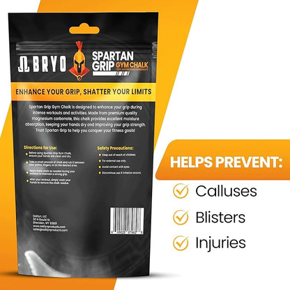 BRYO Spartan Grip Loose Chalk Bag Refill - 3.5oz - Premium Sports Chalk for Enhanced Grip - Ideal for Weightlifting, Climbing, Gymnastics, and More