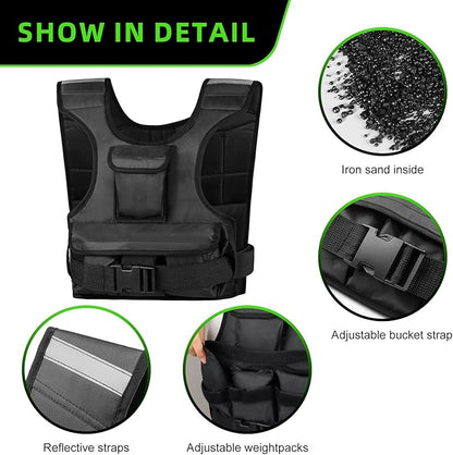 Adjustable Weighted Vest for Women, Customizable 0-18 lbs Strength Training Vest with 10 Removable Sandbag, Breathable Design, Reflective Safety Strips for Running, Hiking, and Fitness