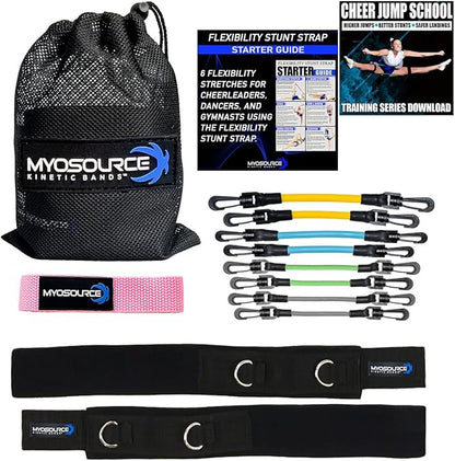 Cheer Kinetic Bands – Leg Resistance Bands for Cheerleaders | Improve Flexibility, Jumps, Stunts & Tumbling | 4-Level Resistance System with 12 Stunt Strap Colors + Digital Training Downloads