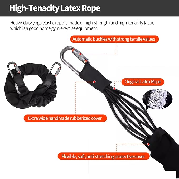 Bungee Dance Resistance Belt Rope,Professional Hanging Heavy Cord Yoga Fitness Bungee for Aerial Dance Home Suspension Training Kit W/Accessories (Set of 1 60~70kg)
