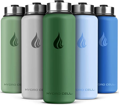 HYDRO CELL Stainless Steel Insulated Water Bottle with Straw - For Cold & Hot Drinks - Metal Vacuum Flask with Screw Cap and Modern Leakproof Sport Thermos for Adults (Forrest 40oz)