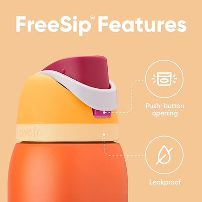 Owala FreeSip Insulated Stainless Steel Water Bottle with Straw for Sports, Travel, and School BPA-Free Sports Water Bottle, 32 oz, Citrus Crush