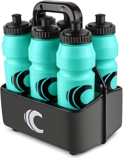 Cannon Sports 1 Liter Sports Water Bottle, BPA-Free, 34oz Capacity, Large Mouth, 2 lids (Straw & Squeeze) with Carrier, Great For Helmet Sports Such As Hockey, Lacrosse, Football, Boxing (Aqua)